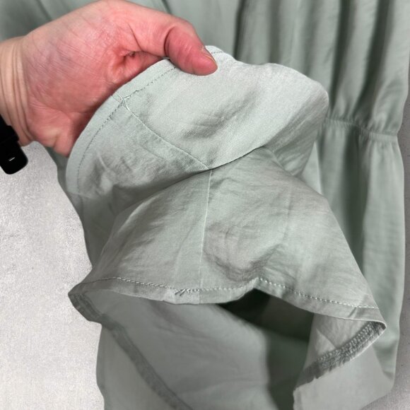 Saboskirt Sage Green Satin Short Sleeve Plunge V-Neck Romper Womens Medium Boho - Picture 8 of 11